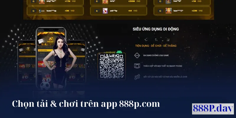chơi trên app 888p com